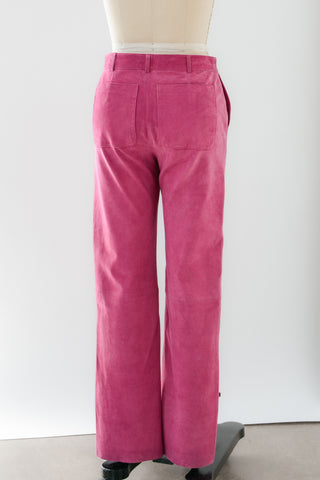 Hot Pink Suede Mid Rise Pants ~ 31W
