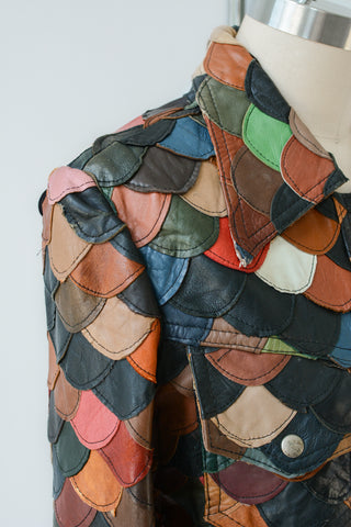 INSANE Patchwork Scallop Leather Jacket