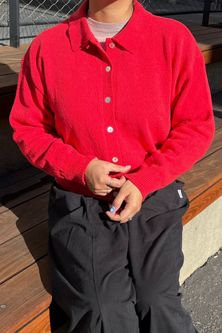 Club Cardigan in Chili