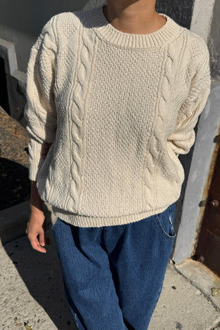 Cotton Fisherman Sweater in Naturel