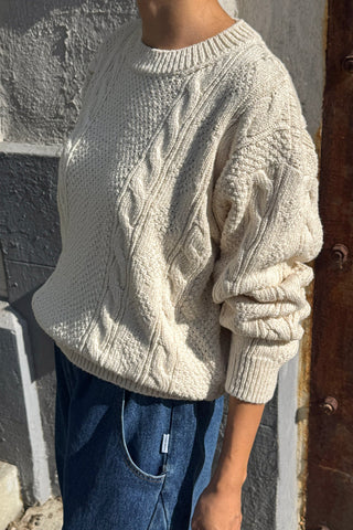 Cotton Fisherman Sweater in Naturel