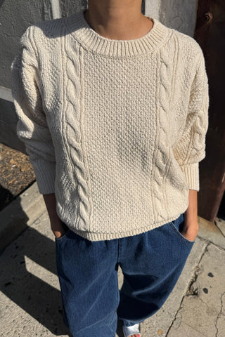 Cotton Fisherman Sweater in Naturel