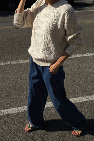 Cotton Fisherman Sweater in Naturel
