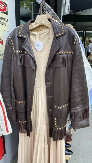 Dark Chocolate Deerskin Fringe Leather Jacket