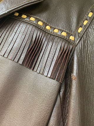 Dark Chocolate Deerskin Fringe Leather Jacket