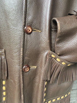 Dark Chocolate Deerskin Fringe Leather Jacket