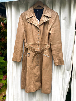 Rad Tan Belted Leather Jacket - as is
