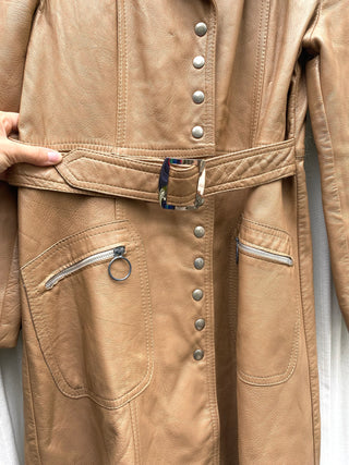 Rad Tan Belted Leather Jacket - as is