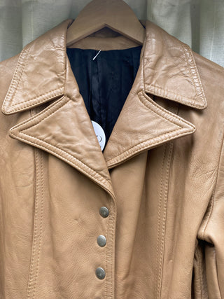 Rad Tan Belted Leather Jacket - as is
