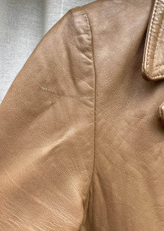 Rad Tan Belted Leather Jacket - as is