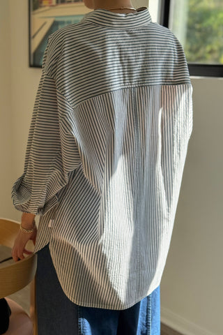 Striped Light Weight Owen Shirt in Denim Stripe