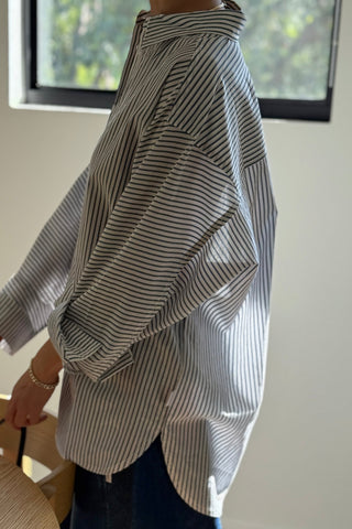Striped Light Weight Owen Shirt in Denim Stripe