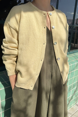 Leila Cotton Cardigan in Custard
