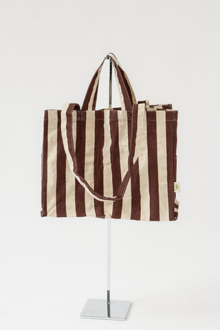 Low Cotton Stripe Tote in Brown