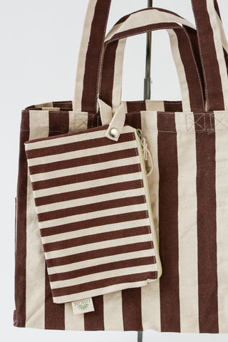 Stripe Cotton Pocket Pouch in Mint