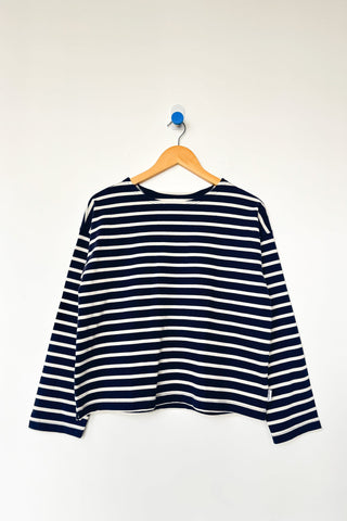 Sailor Top in White Stripe on Navy