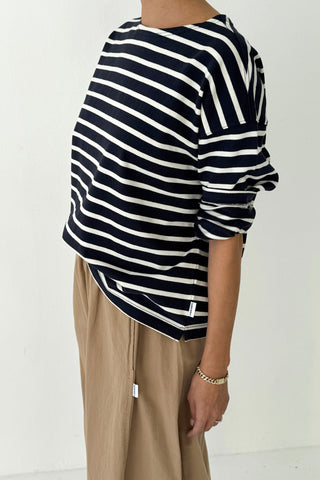 Sailor Top in White Stripe on Navy