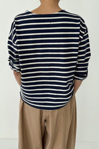 Sailor Top in White Stripe on Navy