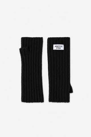 Merino Wool Fingerless Gloves in Black