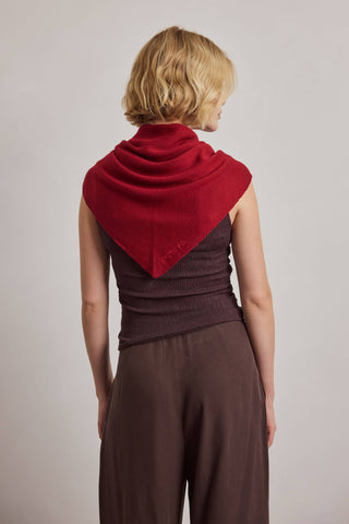 Large Merino Wool Triangle Scarf in Robust Red