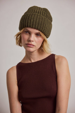 Merino Wool Beanie in Mountain Green