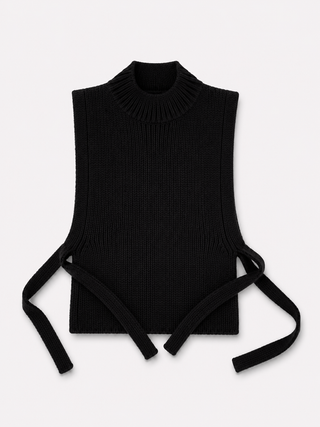 Alpaca Tie Vest in Black