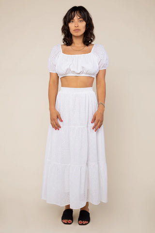 Sweetheart Cotton Eyelet Maxi Skirt
