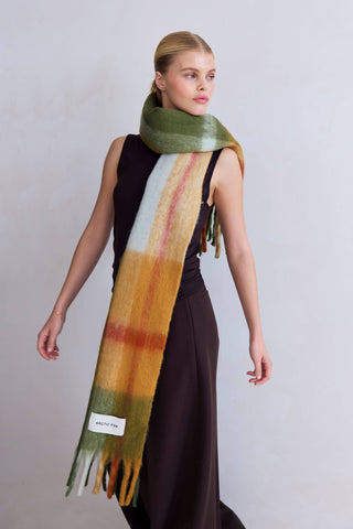 The Stockholm Plaid Scarf in Mossy Spring