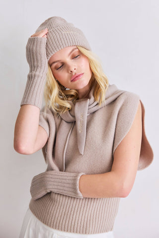 Merino Wool Triangle Scarf in Soft Taupe