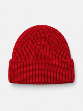 Merino Wool Beanie in Lava Red