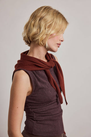 Merino Wool Triangle Scarf in Dark Walnut Brown