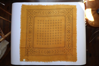 Classic Print Raw Silk Bandana in Gold