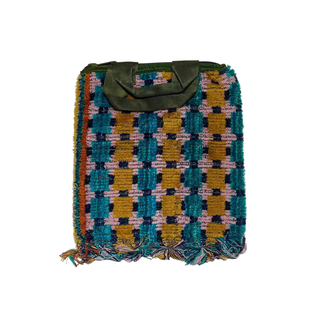 Trucker Tapestry Tote in Turquoise x Tan