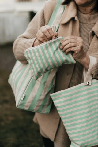 Low Cotton Stripe Tote in Mint