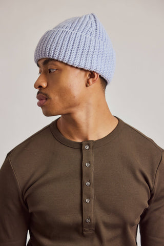 Merino Wool Beanie in Aura Blue