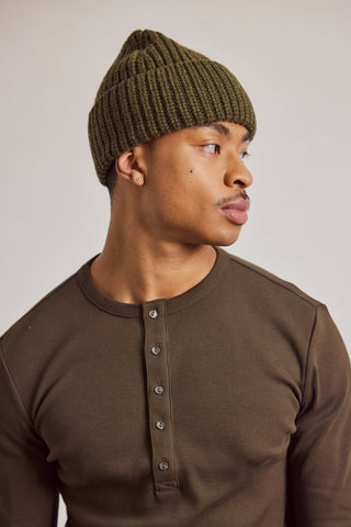 Merino Wool Beanie in Mountain Green