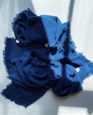 Raw Silk Bandana in Indigo