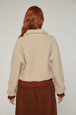 Wool Textured Crop Bomber Jacket