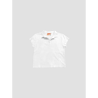Sporty Collared Cotton Tee in Off White