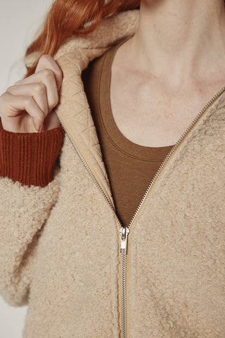 Wool Textured Crop Bomber Jacket