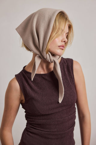 Merino Wool Triangle Scarf in Soft Taupe