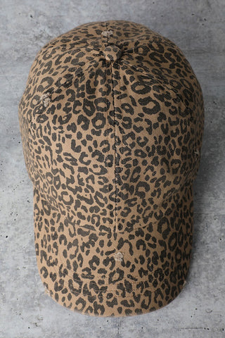 Leopard Distressed Cotton Baseball Hat