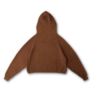 Cotton Rib Zip Up Hoodie in Mocha