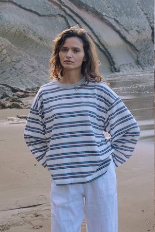 Gemma Striped Long Sleeve in Ocean Stripe