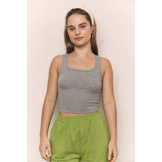 Square Neck Crop Tank in Black