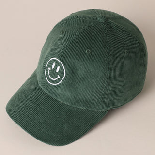 Happy Face Corduroy Baseball Hat