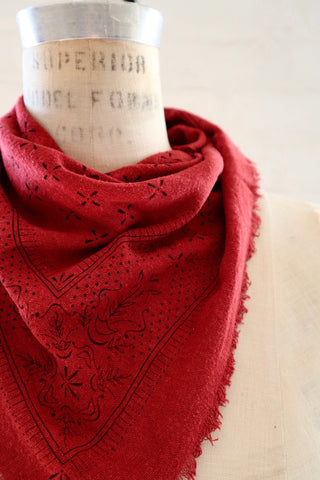 Classic Print Raw Silk Bandana in Poppy