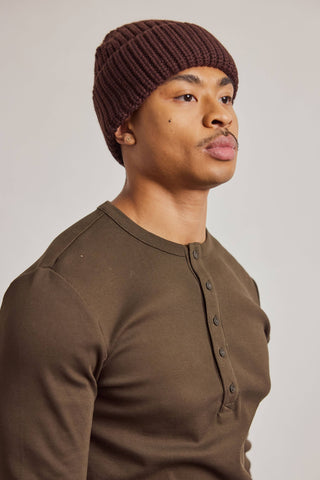 Merino Wool Beanie in Espresso Brown