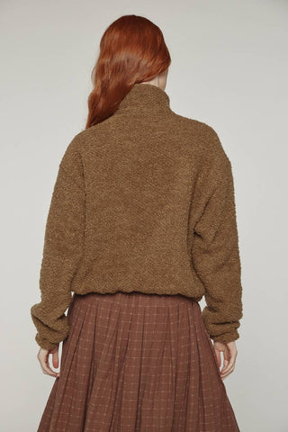 Olive Boucle Wool Zip Up Jacket