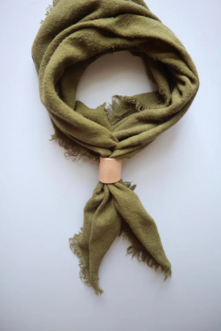 Raw Silk Bandana in Olive